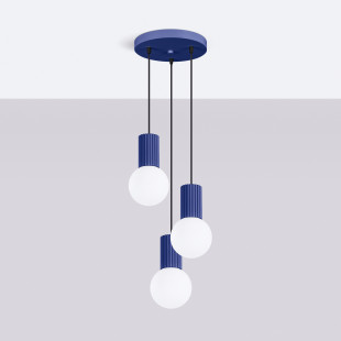 Lampa wisząca Halo Sollux | 3 punkty, szklane kule, biały/ultramaryna