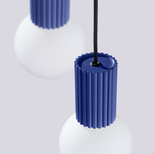 Lampa wisząca Halo Sollux | 3 punkty, szklane kule, biały/ultramaryna