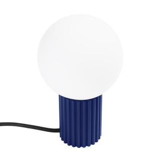 Lampa stołowa Sollux Halo | Ryflowana, Szklana Kula | Biały/Ultramaryna