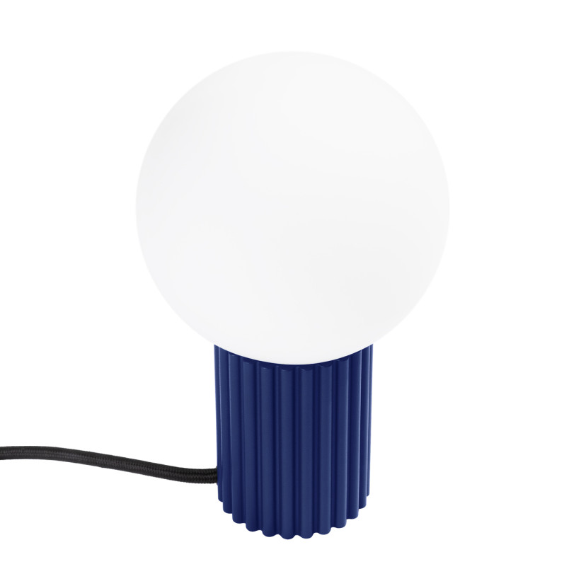 Lampa stołowa Sollux Halo | Ryflowana, Szklana Kula | Biały/Ultramaryna