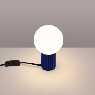 Lampa stołowa Sollux Halo | Ryflowana, Szklana Kula | Biały/Ultramaryna