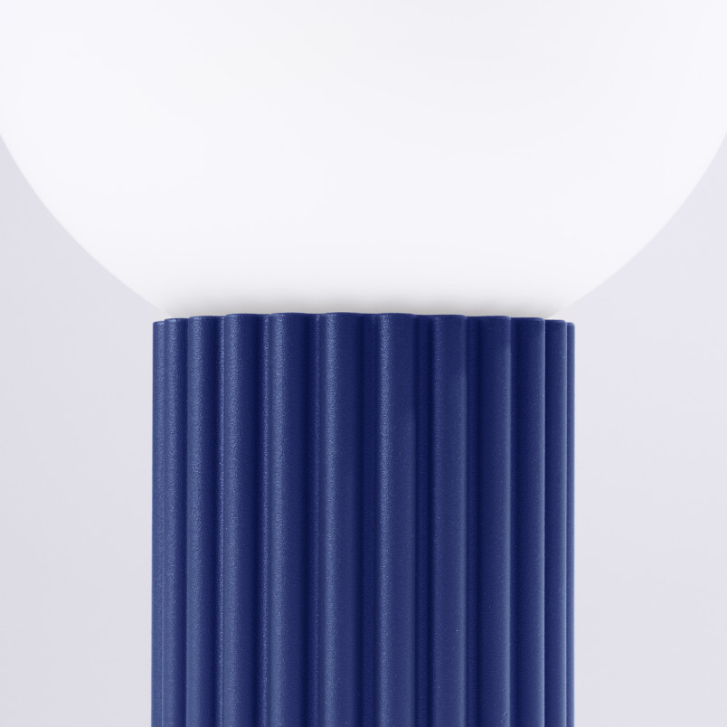 Lampa stołowa Sollux Halo | Ryflowana, Szklana Kula | Biały/Ultramaryna
