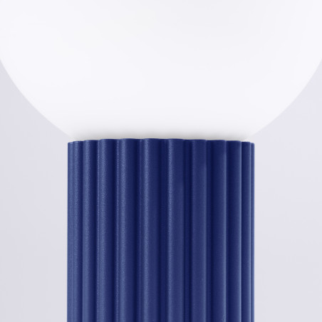 Lampa stołowa Sollux Halo | Ryflowana, Szklana Kula | Biały/Ultramaryna