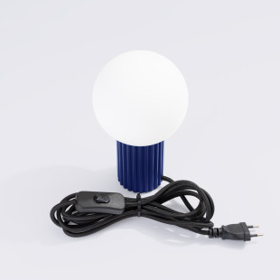 Lampa stołowa Sollux Halo | Ryflowana, Szklana Kula | Biały/Ultramaryna