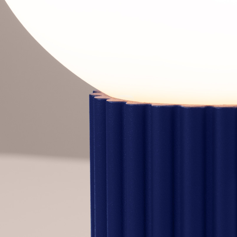 Lampa stołowa Sollux Halo | Ryflowana, Szklana Kula | Biały/Ultramaryna