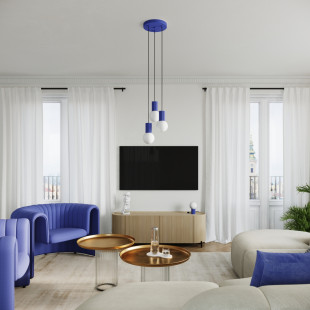 Lampa stołowa Sollux Halo | Ryflowana, Szklana Kula | Biały/Ultramaryna