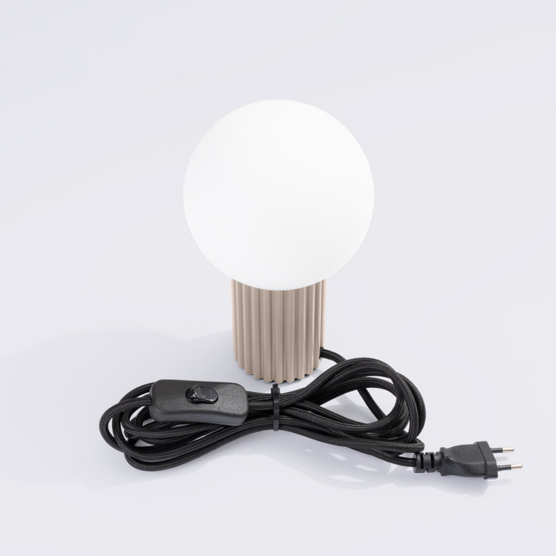 Lampa stołowa Halo Sollux - Ryflowana, szklana kula | Kup online