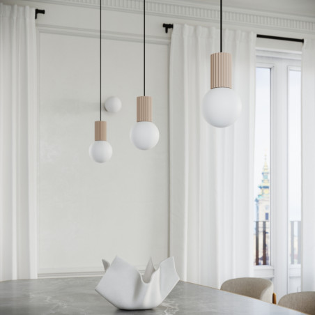 Lampa stołowa Halo Sollux - Ryflowana, szklana kula | Kup online