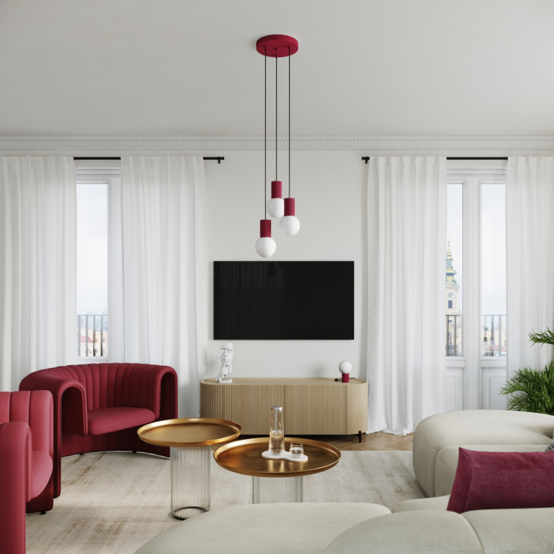 Lampa wisząca HALO Sollux - nowoczesny design, burgund | Sklep z lampami
