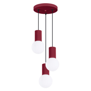 Lampa wisząca Halo Sollux | 3 punkty, szklane kule, biały/burgund