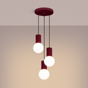 Lampa wisząca Halo Sollux | 3 punkty, szklane kule, biały/burgund