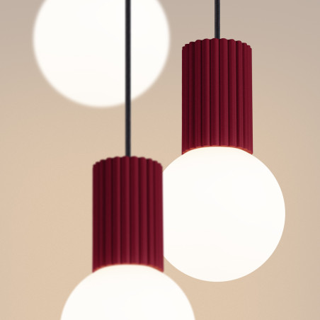 Lampa wisząca Halo Sollux | 3 punkty, szklane kule, biały/burgund