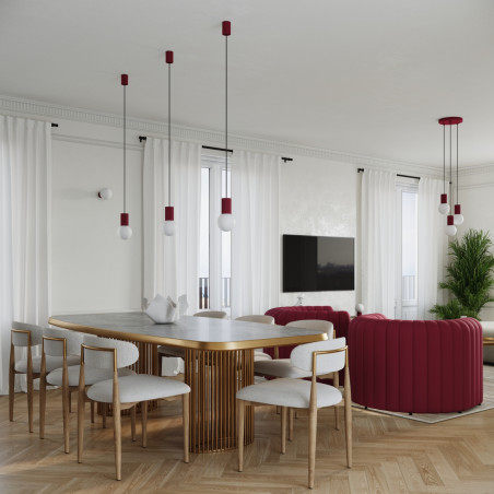 Lampa wisząca Halo Sollux | 3 punkty, szklane kule, biały/burgund