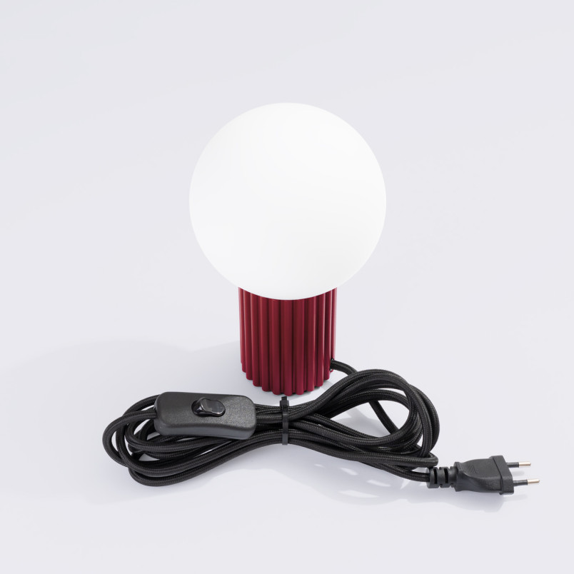 Lampa stołowa Halo Sollux - Ryflowana, szklana kula | Kup teraz!