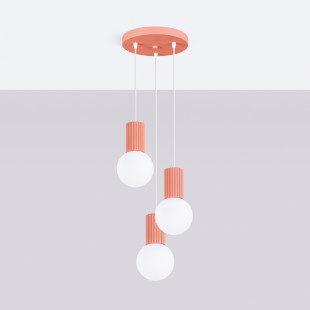 Lampa wisząca Halo Sollux - Ryflowana, szklane kule, 25cm