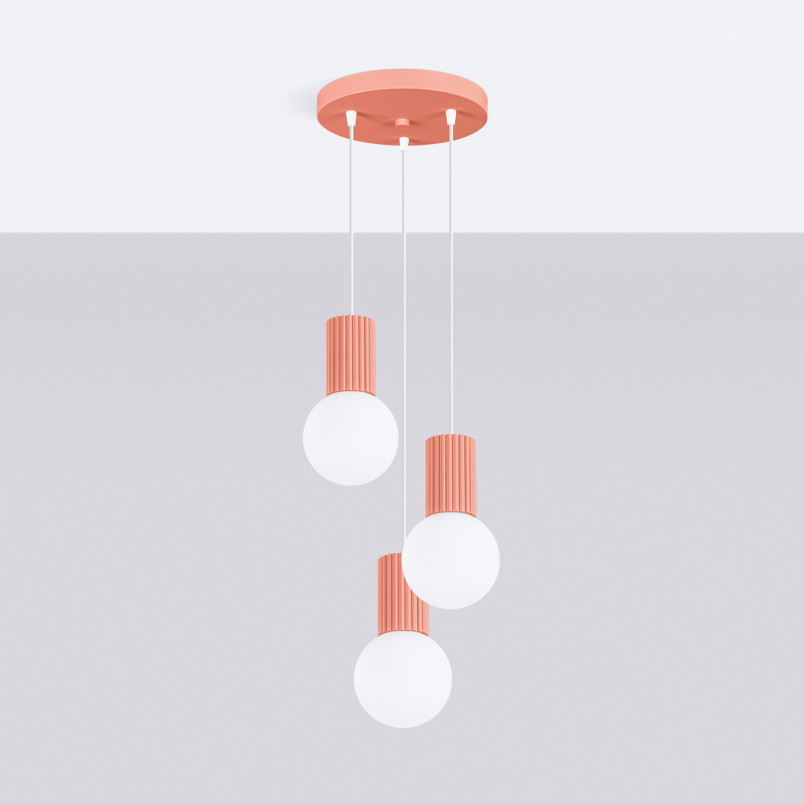 Lampa wisząca Halo Sollux - Ryflowana, szklane kule, 25cm