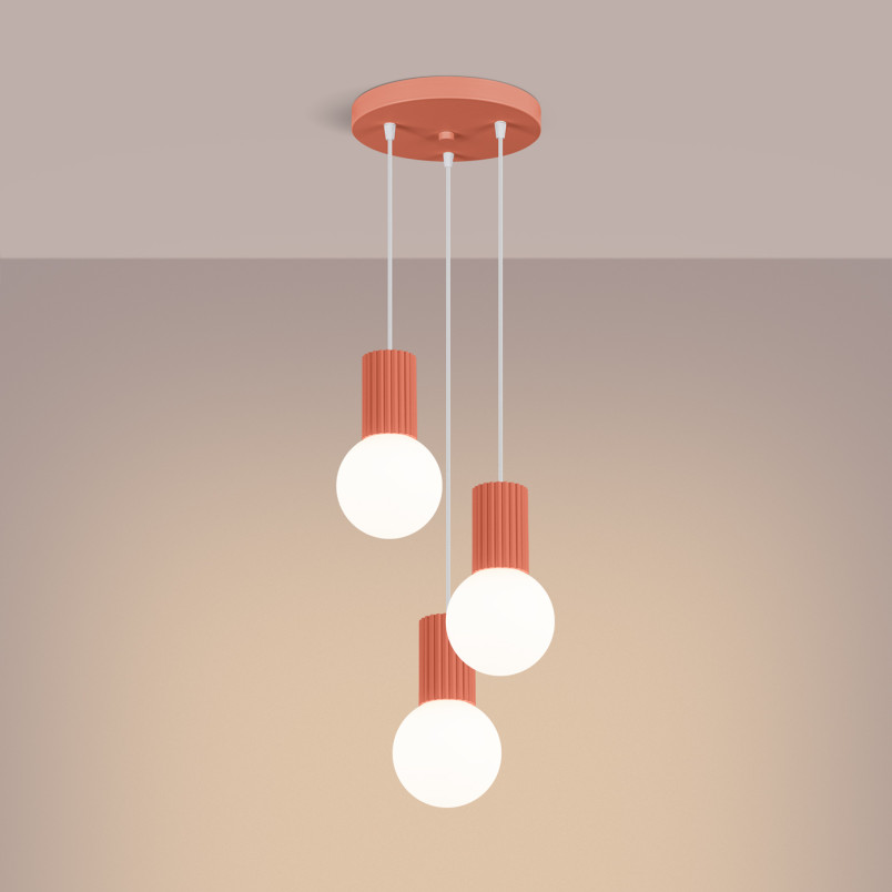 Lampa wisząca Halo Sollux - Ryflowana, szklane kule, 25cm