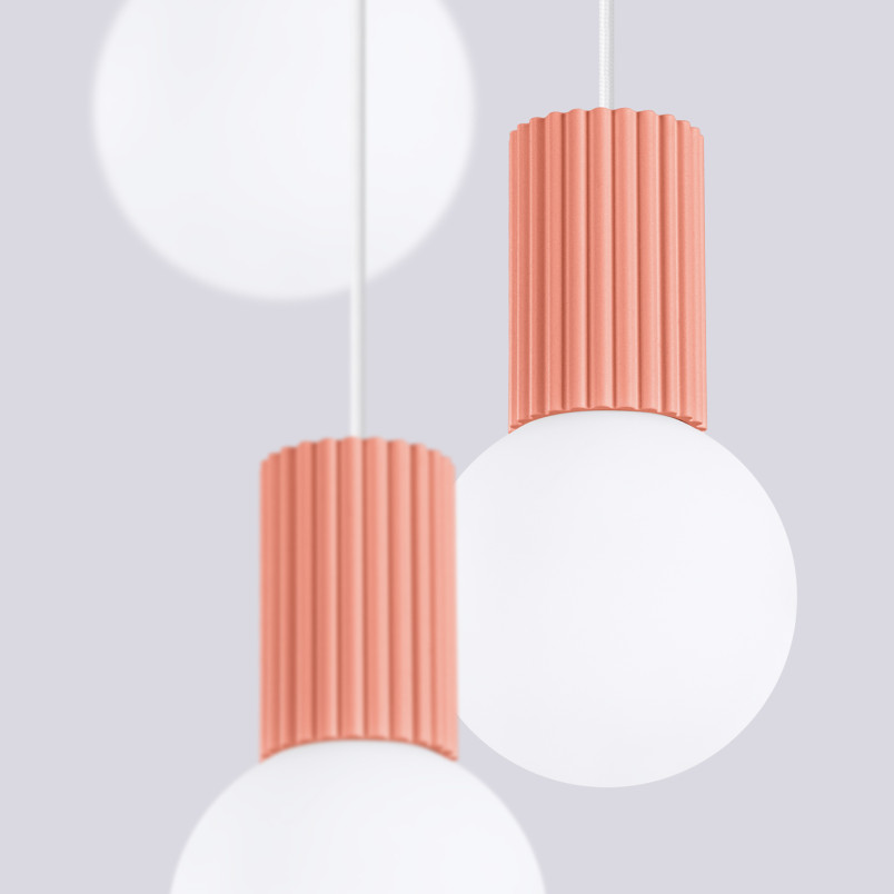 Lampa wisząca Halo Sollux - Ryflowana, szklane kule, 25cm
