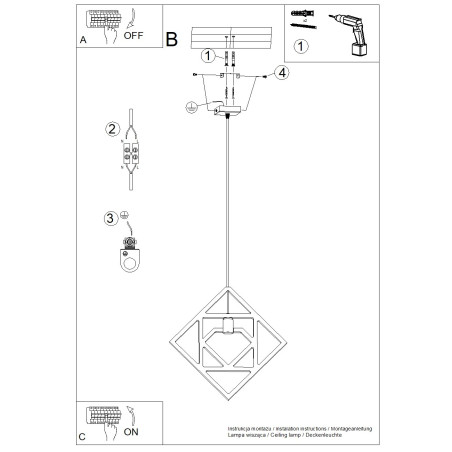 Lampa wisząca drewniana Caro 50cm Sollux - Skandynawski Design