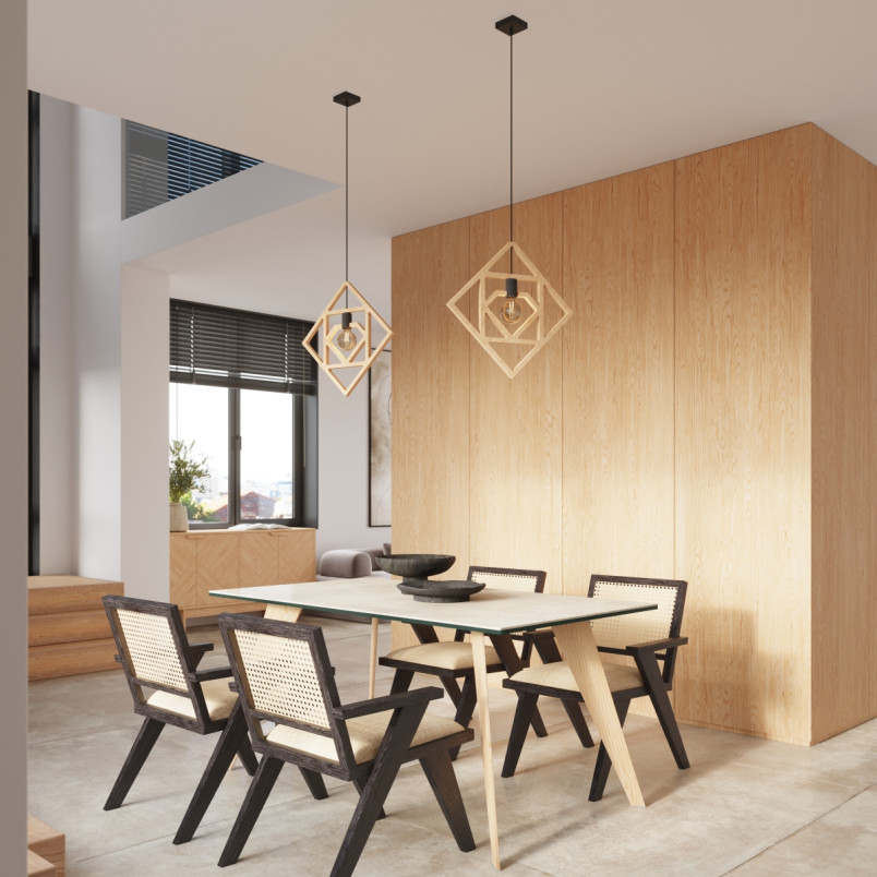 Lampa wisząca drewniana Caro 50cm Sollux - Skandynawski Design
