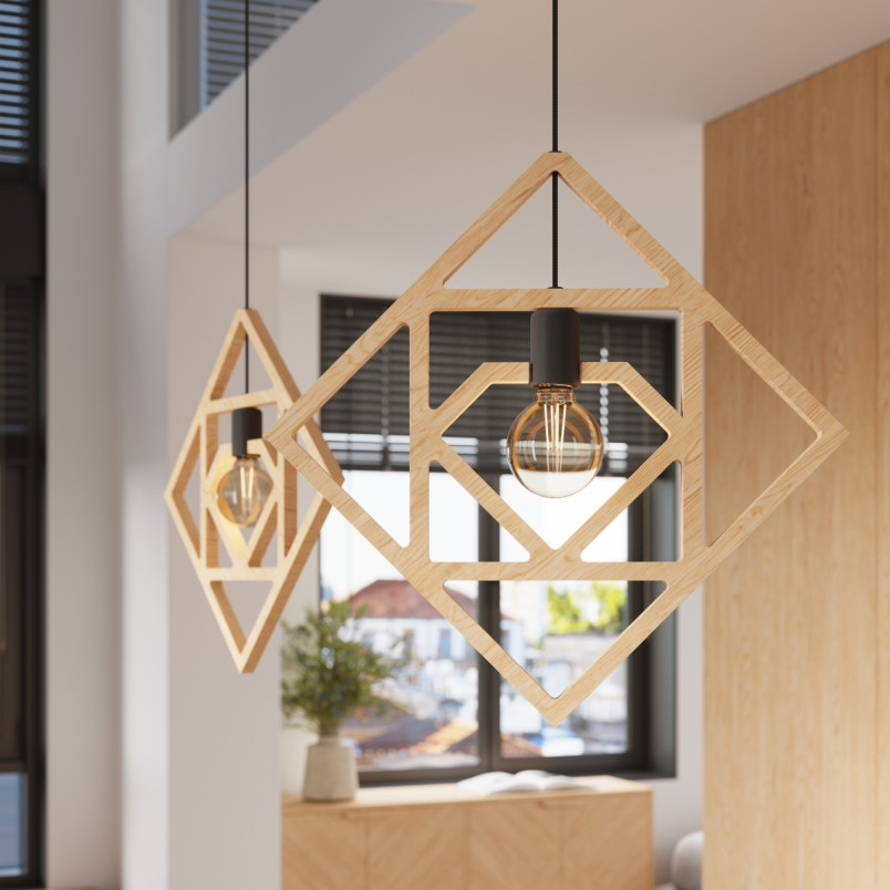 Lampa wisząca drewniana Caro 50cm Sollux - Skandynawski Design