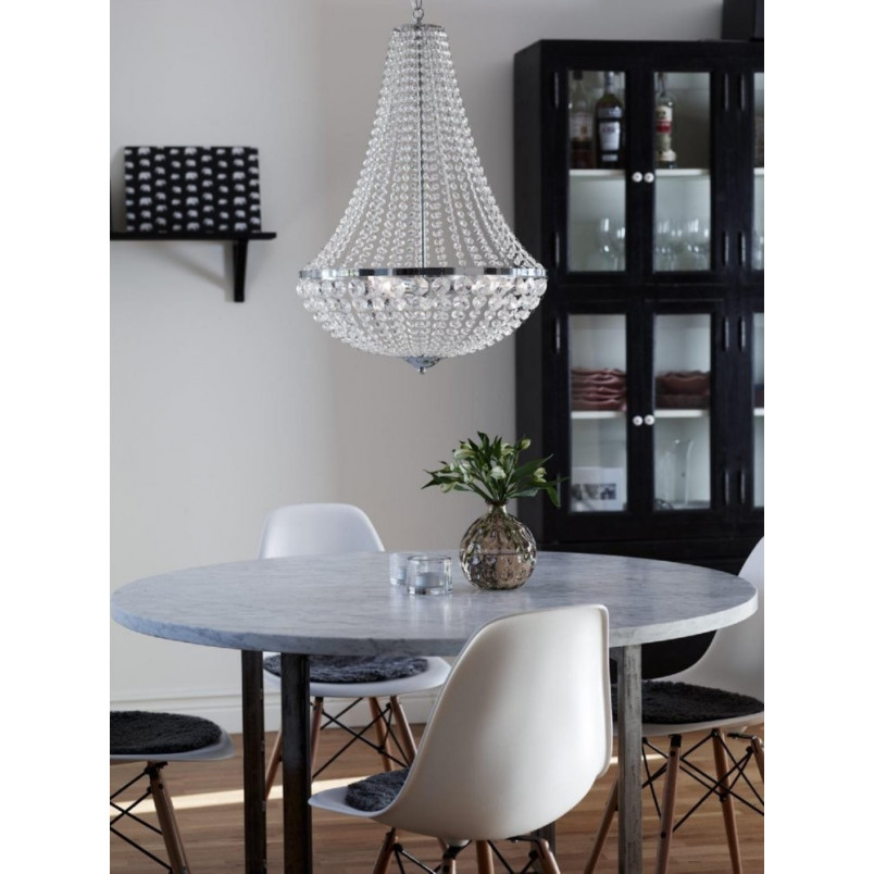 Żyrandol Glamour z Kryształkami Granso 50cm Chrom Markslojd