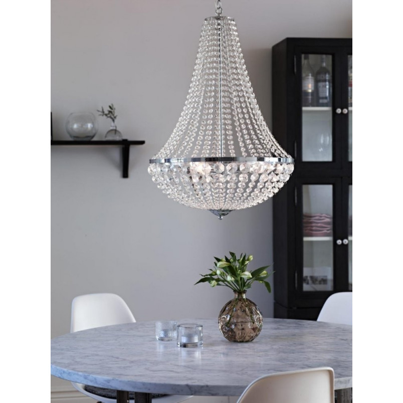 Żyrandol Glamour z Kryształkami Granso 50cm Chrom Markslojd