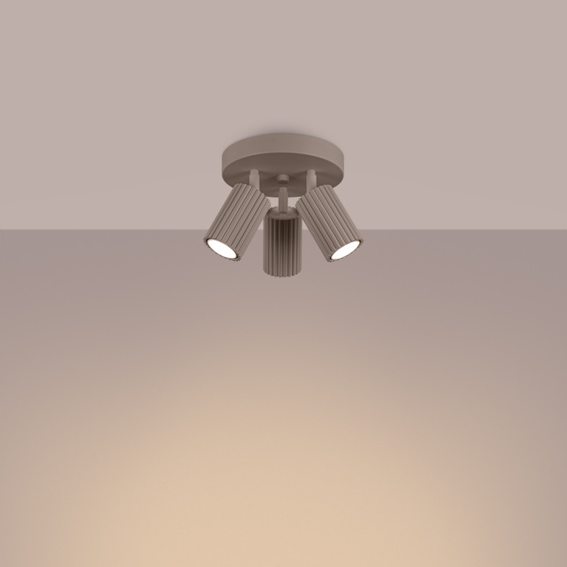 Reflektor 3-punktowy Karbon Round Taupe Sollux | Lampa Sufitowa