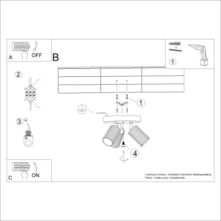 Reflektor 3-punktowy Karbon Round Taupe Sollux | Lampa Sufitowa