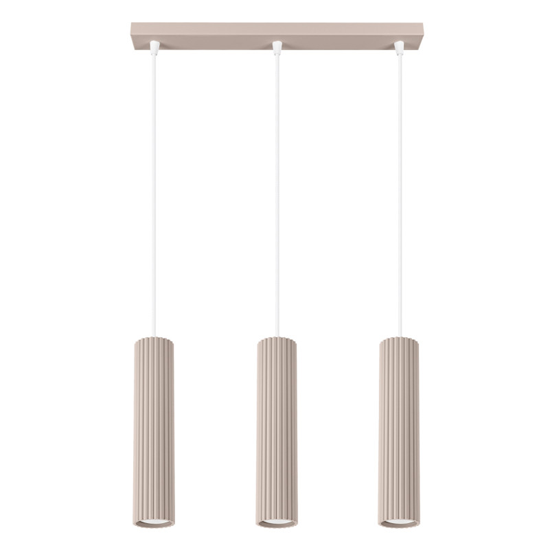 Lampa wisząca Karbon Long taupe Sollux | 3 tuby, nowoczesny design