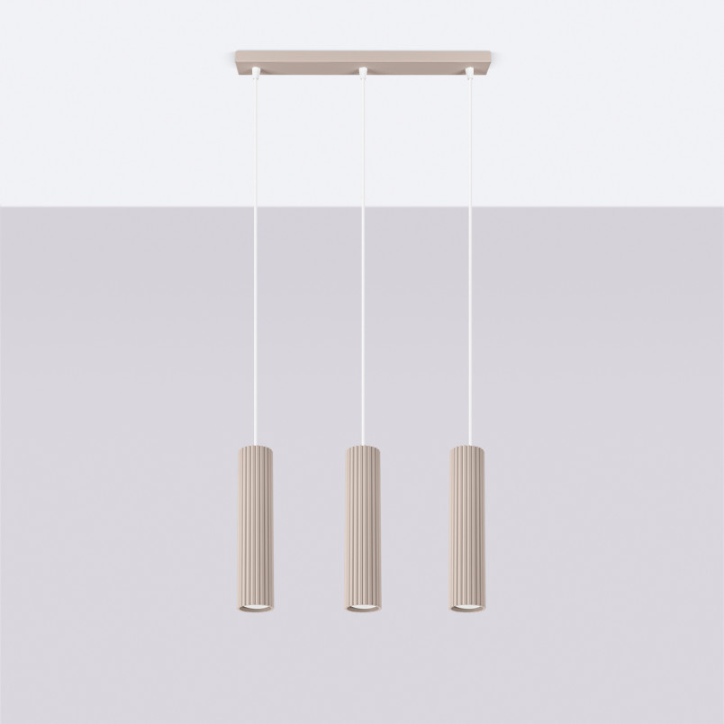 Lampa wisząca Karbon Long taupe Sollux | 3 tuby, nowoczesny design