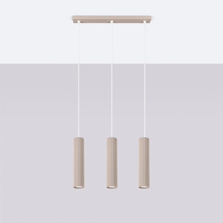 Lampa wisząca Karbon Long taupe Sollux | 3 tuby, nowoczesny design