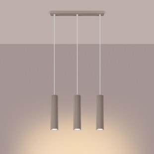 Lampa wisząca Karbon Long taupe Sollux | 3 tuby, nowoczesny design