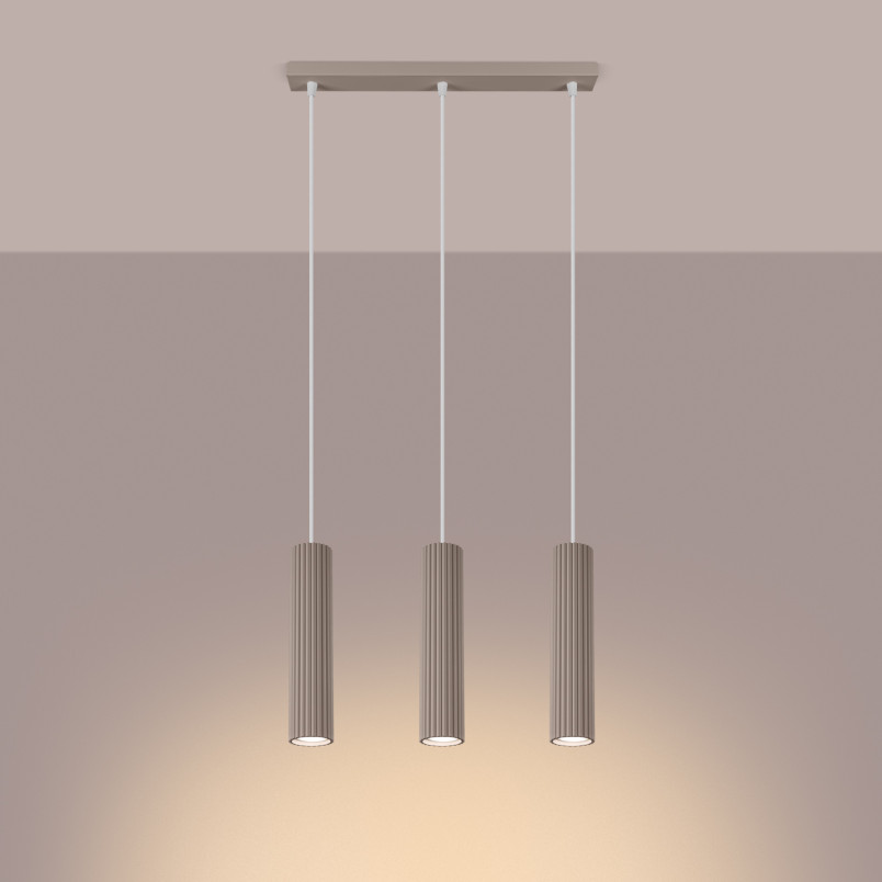 Lampa wisząca Karbon Long taupe Sollux | 3 tuby, nowoczesny design