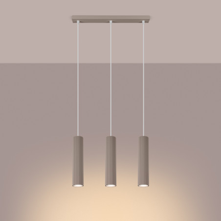 Lampa wisząca Karbon Long taupe Sollux | 3 tuby, nowoczesny design