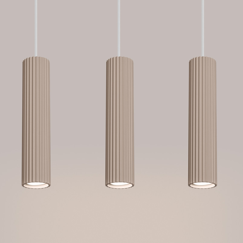 Lampa wisząca Karbon Long taupe Sollux | 3 tuby, nowoczesny design