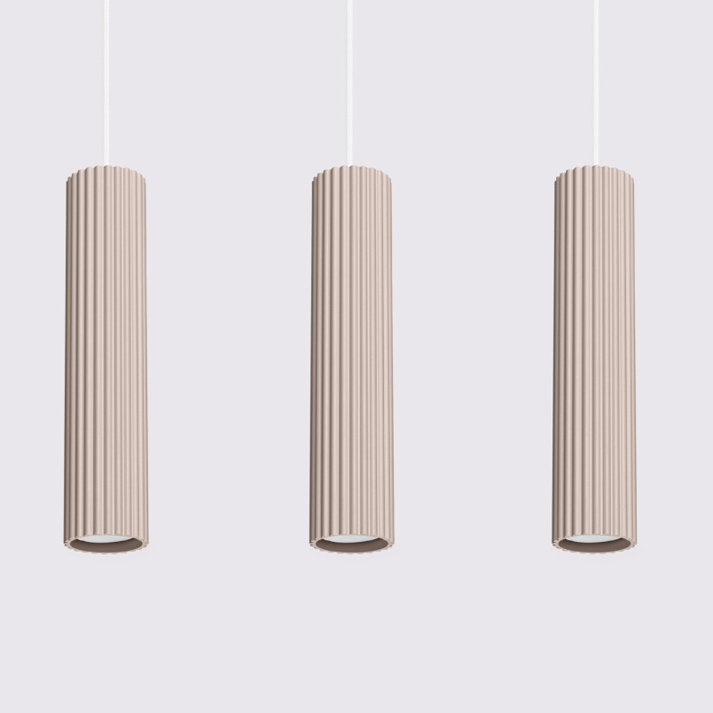 Lampa wisząca Karbon Long taupe Sollux | 3 tuby, nowoczesny design
