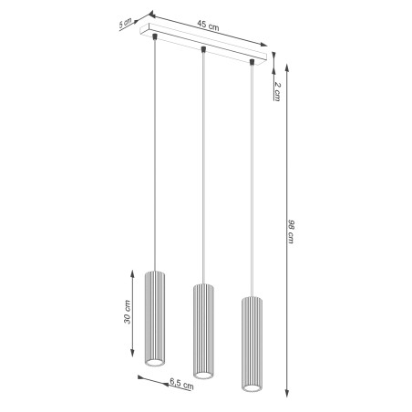 Lampa wisząca Karbon Long taupe Sollux | 3 tuby, nowoczesny design