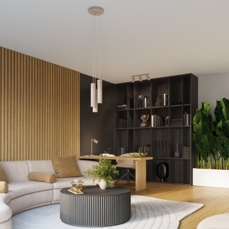 Lampa wisząca Karbon Long taupe Sollux | 3 tuby, nowoczesny design
