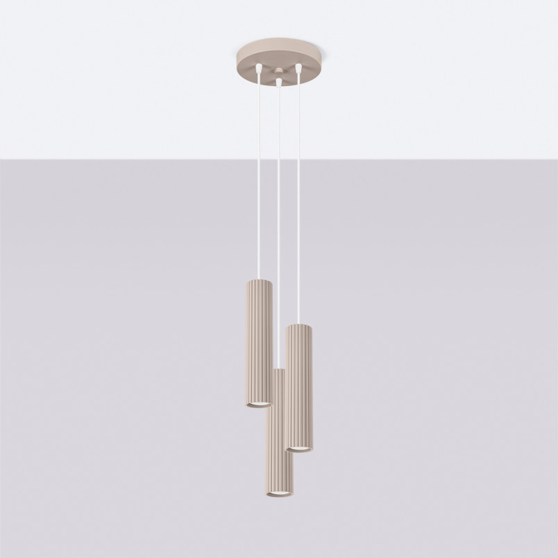 Lampa wisząca Karbon taupe - 3 tuby, Sollux | Sklep z lampami
