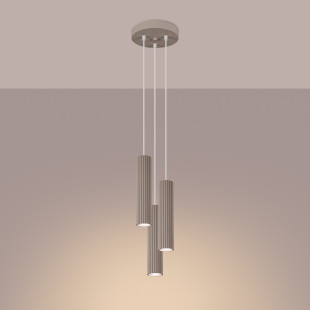 Lampa wisząca Karbon taupe - 3 tuby, Sollux | Sklep z lampami