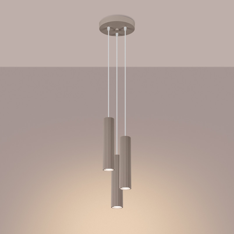 Lampa wisząca Karbon taupe - 3 tuby, Sollux | Sklep z lampami