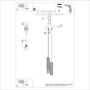 Lampa wisząca Karbon taupe - 3 tuby, Sollux | Sklep z lampami