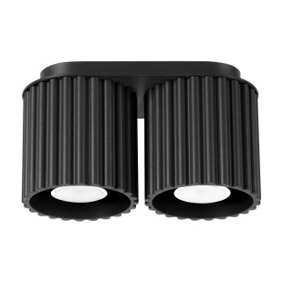 Lampa spot ryflowana 2pkt Aura Sollux | Czarna, GU10, 21cm