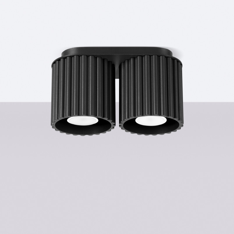Lampa spot ryflowana 2pkt Aura Sollux | Czarna, GU10, 21cm