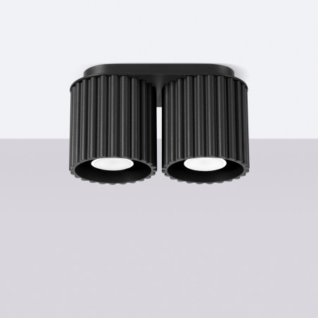 Lampa spot ryflowana 2pkt Aura Sollux | Czarna, GU10, 21cm