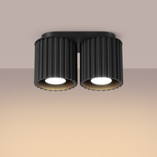 Lampa spot ryflowana 2pkt Aura Sollux | Czarna, GU10, 21cm