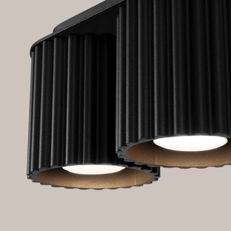 Lampa spot ryflowana 2pkt Aura Sollux | Czarna, GU10, 21cm