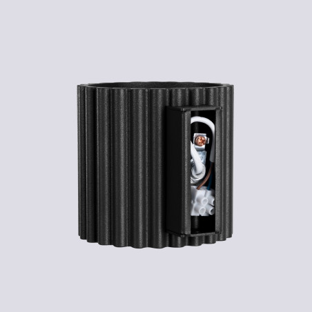Kinkiet Sollux Aura czarny - Ryflowany, nowoczesny