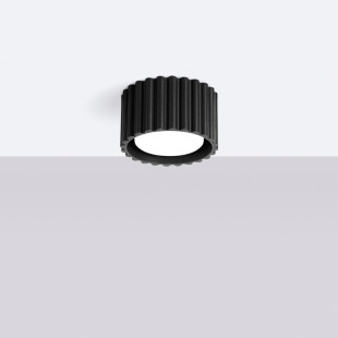 Lampa spot Aura GX53 Sollux - czarna, ryflowana, 10cm